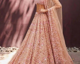 Ethnic Designer Pink lehenga choli for women bridesmaid lengha, Indian Bridal Wedding outfits for Reception Party wear lehenga ready to wear