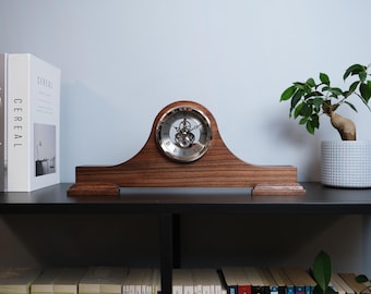 Handmade Wooden Mantel Clock, Antique Style Shelf Decor