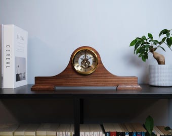 Handmade Wooden Mantel Clock, Antique Style Desk Decor