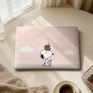 Cartoon Snoopy MacBook Hülle mit Namen, Personalisierte MacBook Hülle für MacBook Air/Pro 13 14 15 16 Zoll, M1 M2 M3 M4 M5 Hülle Geschenk
