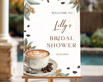 Bridal Shower Welcome Sign, Coffee Theme Bridal Shower Decor, Cafe Latte Bridal Welcome Sign