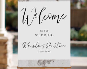 Minimalist Wedding Welcome Sign, Modern Wedding Welcome, Simple Wedding Sign, Black and White Wedding Sign