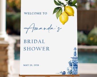 Lemon Amalfi Bridal Shower Welcome Sign, Italian Summer Citrus Decor