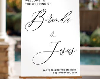 Minimalist Wedding Welcome Sign, Modern Wedding Sign, Simple Wedding Welcome, Black and White Wedding Sign