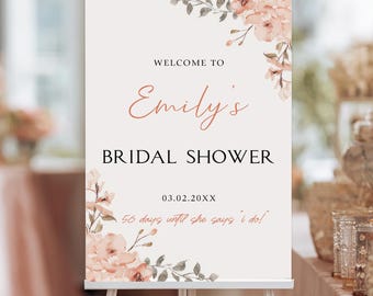 Terracotta Floral Bridal Shower Welcome Sign, Boho Decor