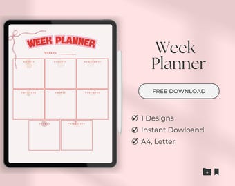 Week Planner | Digital Download | Digital Planner | Minimal Week Planner | Digital Week Planner for iPad | Printable & Digital PDF