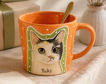 Benutzerdefinierte Pet Portrait Becher, personalisierte Hundebecher, benutzerdefinierte Katzenbecher, handbemalte Keramiktasse, Haustier Geschenk, Haustier Erinnerungsbecher, Katzenvater Geschenk