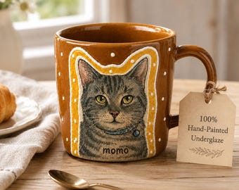 Benutzerdefinierte Pet Portrait Becher, personalisierte Hundebecher, benutzerdefinierte Katzenbecher, handbemalte Keramiktasse, Unterglasur Haustier-Liebhaber Geschenk, Gedenkbecher