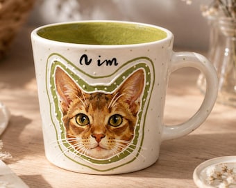 Benutzerdefinierte Pet Portrait Becher, personalisierte Hundebecher, benutzerdefinierte Katzenbecher, handbemalte Keramiktasse, Unterglasur Haustier-Liebhaber Geschenk, Gedenkbecher