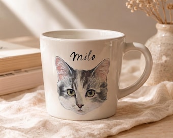 Custom Pet Portrait Mug, Personalized Dog Mug, Custom Cat Mug, Hand Painted Ceramic Cup, Pet Lover Gift, Pet Memorial Mug, Pet Keepsake