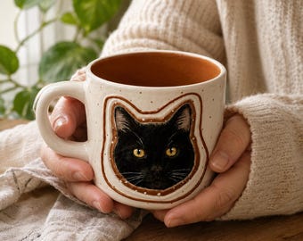 Kubek z portretem zwierzaka, spersonalizowany kubek dla psa, spersonalizowany kubek dla kota, ręcznie malowany kubek ceramiczny, prezent dla zwierzaka z podszkliwnym nadrukiem, kubek pamiątkowy dla zwierzaka, prezent dla taty kota