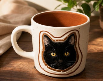 Benutzerdefinierte Pet Portrait Becher, personalisierte Hundebecher, benutzerdefinierte Katzenbecher, handbemalte Keramiktasse, Unterglasur Haustier-Liebhaber Geschenk, Gedenkbecher