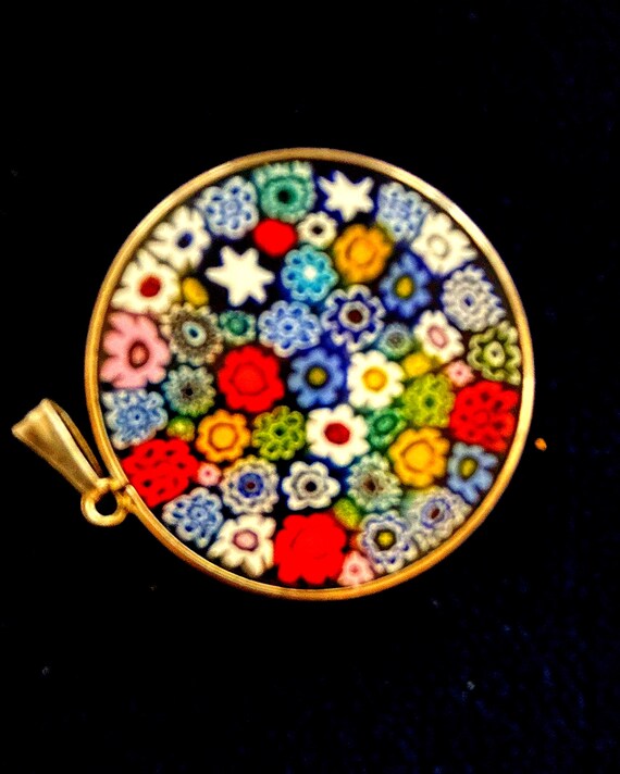 Vintage Murano Millefiori Pendant – Venetian Glass Floral Mosaic
