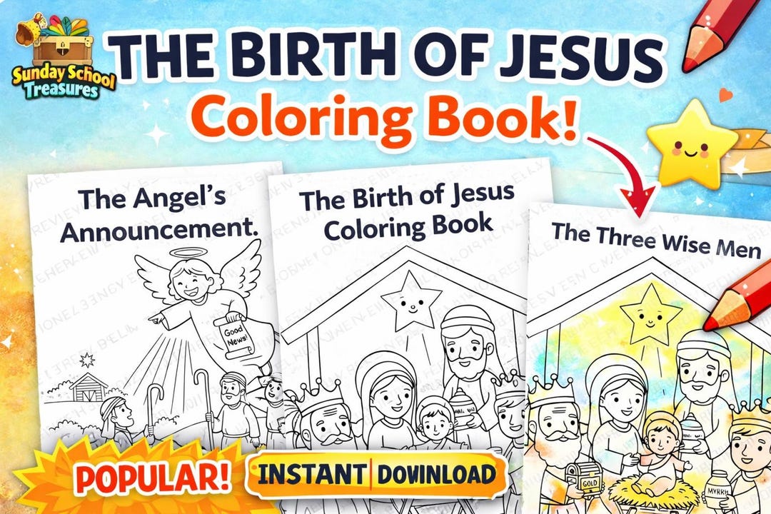 Bible Coloring Pages for Kids | Birth of Jesus | Sunday School ...