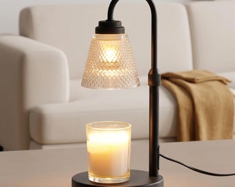 Candle Warmer Lamp with Timer | Dimmable Wax Warmer with Glass Shade, Adjustable Height | Christmas Gift for Mom, Gifts for Her