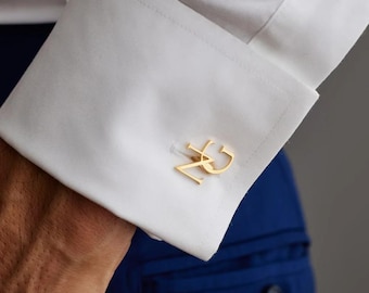 Personalized Monogram Cufflinks, Stainless Steel Custom Initial Jewelry (Silver, Gold, Rose Gold, Black)