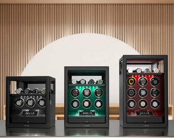 Luxury Watch Winder Cabinet | Fingerprint Lock, Silent Motor Display Case