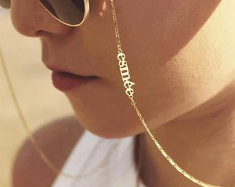 Personalisierte Namensbrillenkette | Brillenhalterung aus Edelstahl