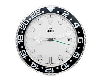 Personalized GMT Wall Clock | Custom Logo, Silent Movement, Watch Style Decor