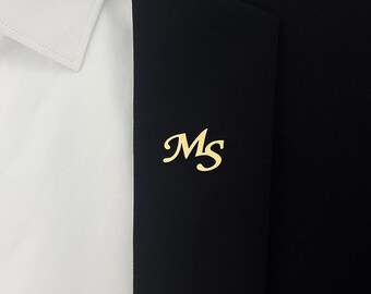 Personalized Letter Brooch, Custom Monogram Lapel Pin, Stainless Steel Jewelry, Gift for Men
