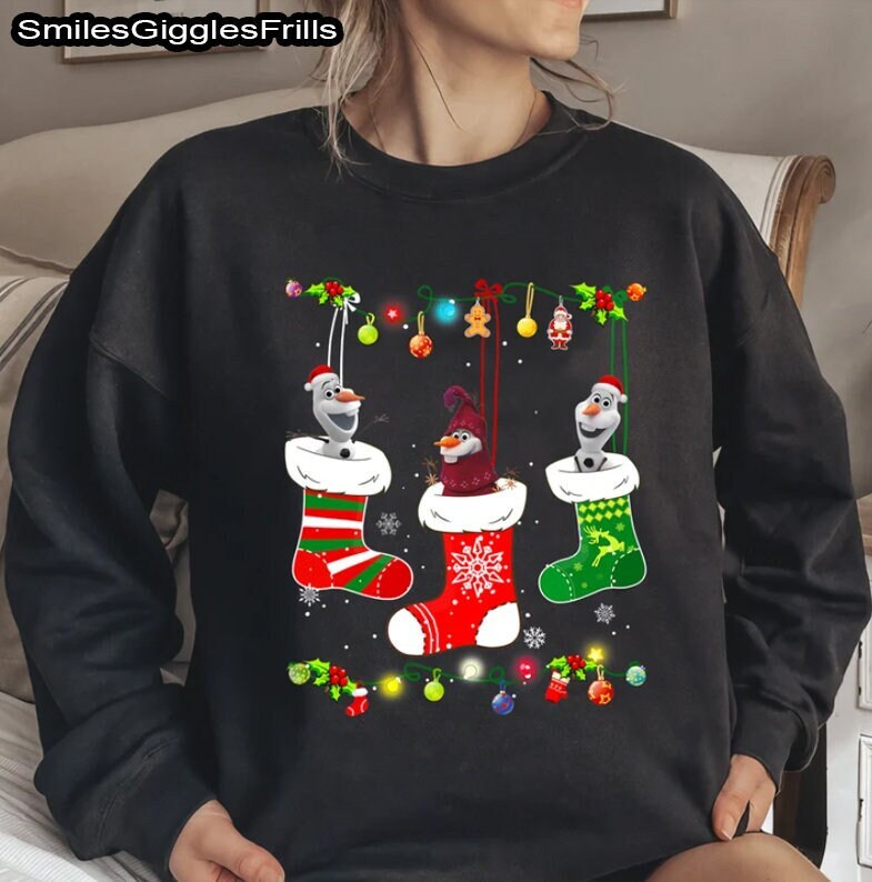 Discover Disney Frozen Olaf Santa Hat Christmas Socks Sweatshirt