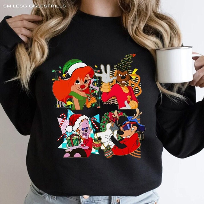 Discover Retro 90s Cute Disney A Goofy Movie Characters Christmas Sweatshirt
