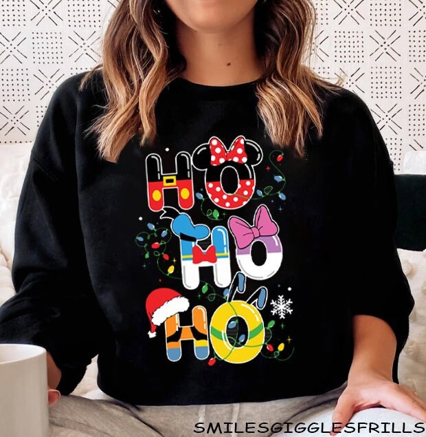 Discover Ho Ho Ho Minnie Christmas Sweatshirt, Disney Christmas Sweatshirt