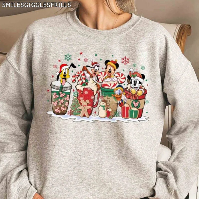 Discover Disney Christmas coffee Sweatshirt, Cute Christmas Sweatshirt, Christmas Drinks Sweatshirt