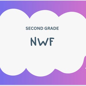 Può includere: Una nuvola bianca su uno sfondo sfumato rosa e viola. La nuvola contiene il testo "SECOND GRADE" e "NWF".