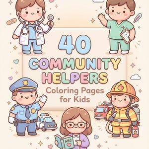 Pagine da colorare per aiutanti della comunità / 40 schede di attività artistiche educative (download PDF)
