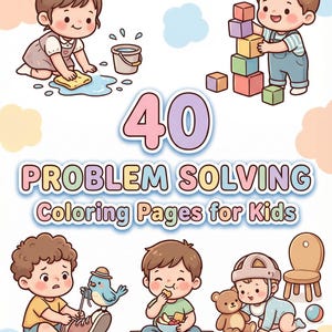 40 páginas para colorear de resolución de problemas para niños / Habilidades para la vida en el aprendizaje temprano imprimibles