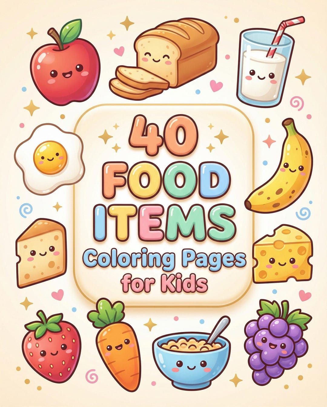 Food Coloring Pages for Kids | 40 Educational Activity Sheets (PDF ...