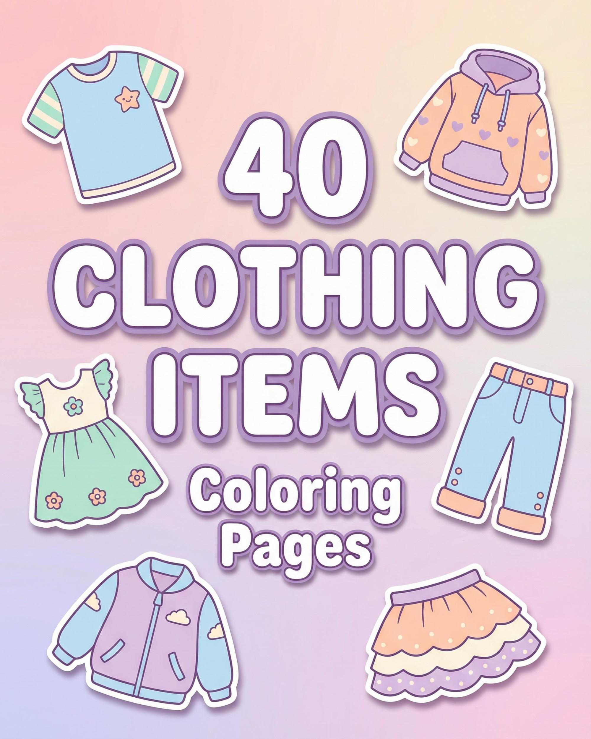 40 Clothing Items Coloring Pages for Kids | Dress Learning Activities ...
