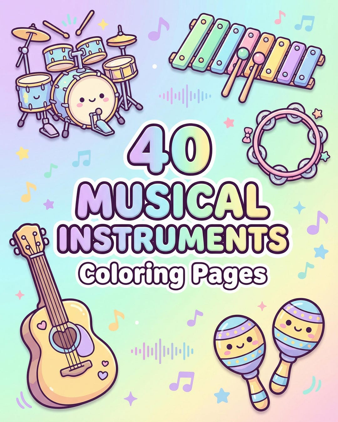 40 Musical Instruments Coloring Pages for Kids | Music Learning ...