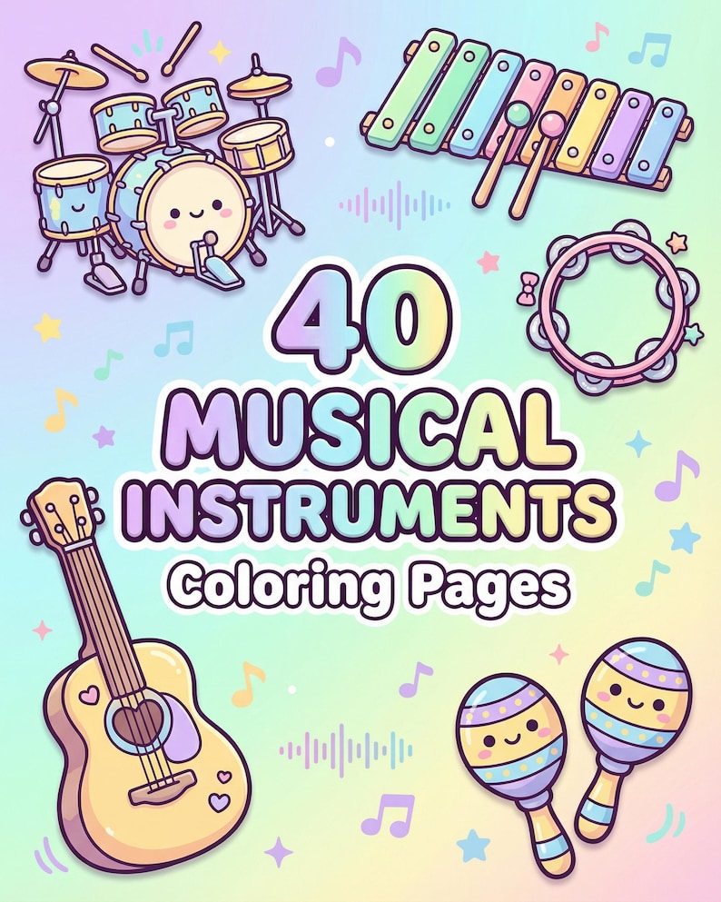 40 Musical Instruments Coloring Pages for Kids | Music Learning ...