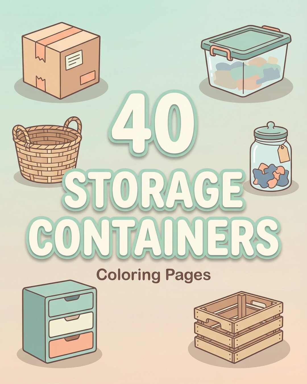 40 Storage Containers Coloring Pages for Kids | Sorting Learning ...