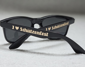 Schützenfest Sonnenbrille "I Love Schützenfest" - Partybrille - Volksfest  - Schützen & Vereine - schwarz / gold