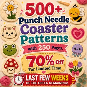 500+ Ultimate Mega Bundle Punch Needle Coaster Patterns, Punch Needle Patterns Printables PDF, Tufting Templates, Instant Download