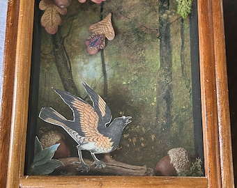 Autumn Forest - mixed media, assemblage art, music box, inspired by Joseph Cornell