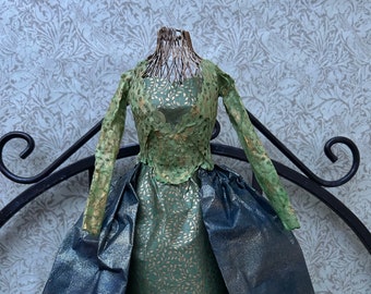 Cate - Emerald green paper dress on wire frame 16”