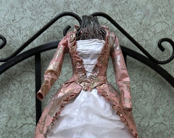 Samantha- Pink and Gold Paper Dress on Wire Frame, 12”