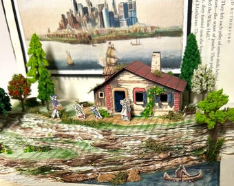 Manhattan - New York City - New Amsterdam - Media Altered Book Art, sculpture, diorama