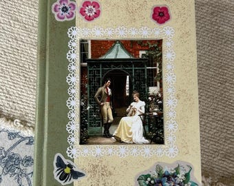 Altered book cover Mansfield Park - Mixed Media, Jane Austen, Assemblage Art, Romantic Decor