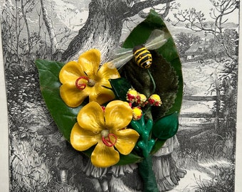 Honey Bee Bunch  - Nosegay, Tussie Mussie, Corsage Pin, Bridal Gift, Gift Topper