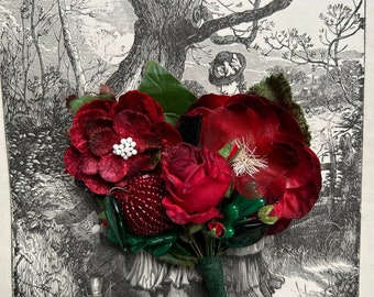 Winter Cherry  - Nosegay, Tussie Mussie, Corsage Pin, Bridal Gift, Gift Topper