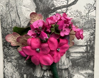 Pink Party  - Nosegay, Tussie Mussie, Corsage Pin, Bridal Gift, Gift Topper