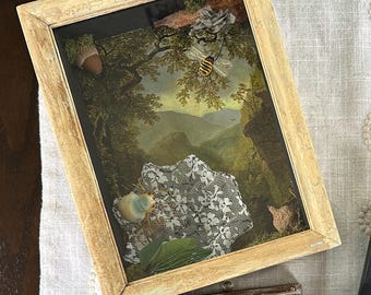Spring Insects - music box, mixed media, assemblage art, inspired by Joseph Cornell