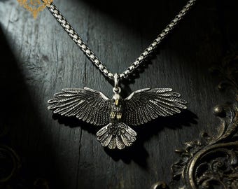 Vintage Eagle Pendant Necklace, Stainless Steel Bird Charm Chain, Gothic Punk Statement Jewelry, Animal Totem, Unisex Street Style Gift