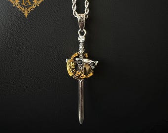 Vintage Sword Pendant Necklace, Gothic Dagger Charm Chain, Punk Street Style Jewelry, Medieval Blade Necklace, Unisex Statement Gift