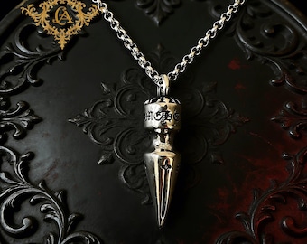 Punk Bullet Pendant Necklace, Gothic Spike Charm Chain, Edgy Streetwear Jewelry, Rock Style Necklace , Unisex Alternative Fashion Accessory